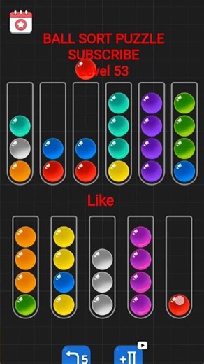 Color Sorting solution /Level 53/ Ball Sort Puzzle Fun Gameplay #shorts #gaming #gameplay #virlshort