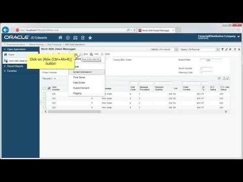 Accessing Detail Message Review - JDE E1 92 - Requirements Planning