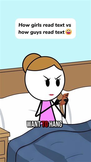 How girls read text vs how guys read text 😂🙃#girlfriend #fyp #animation #funny #couple