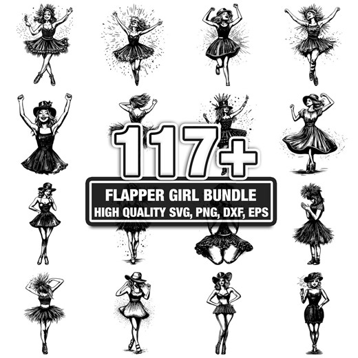 117  Flapper Girl SVG Bundle,instant Digital Download Png, Dxf, Eps, Svg, Cricut Cut Files, Silhouette, Commercial Use, Digital Clipart - Etsy