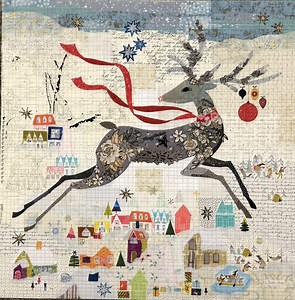Christmas Quilt Pattern, Fiberworks Laura Heine Collage Quilt Pattern, Cute Quilt Patterns, Holiday Quilt Designs, Reindeer Quilting Pattern - Etsy