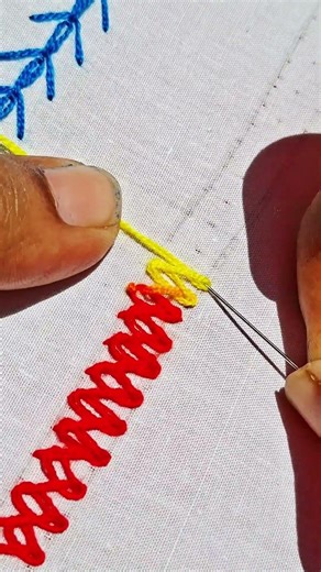 hand embroidery bried stitch border design #khadizascreativehand #handbroidery