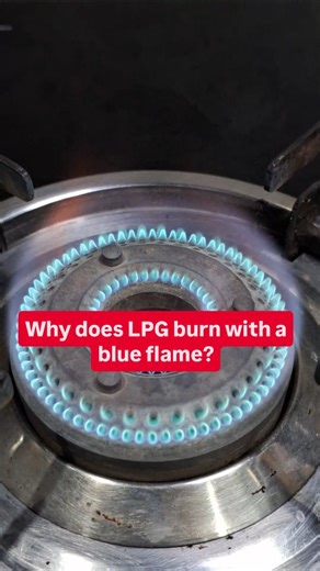 Core Engineering on Instagram: "LPG flames are blue because of complete combustion with sufficient oxygen, meaning the fuel (propane/butane) fully burns to water and carbon dioxide, a process that releases light in the blue spectrum, unlike the yellow/red of incomplete burning (soot/unburnt carbon). This blue color signifies efficiency, proper gas-to-air mixing, and high heat, making it ideal for cooking, while yellow flames signal issues like poor ventilation or blocked burners. 👉 Follow @core