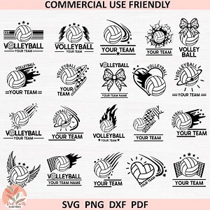 Volleyball SVG Bundle, Volleyball Team Logo Bundle, Volleyball Clipart, Volleyball Monogram Svg, Volleyball Team Shirt Bundle, Coquette Ball - Etsy