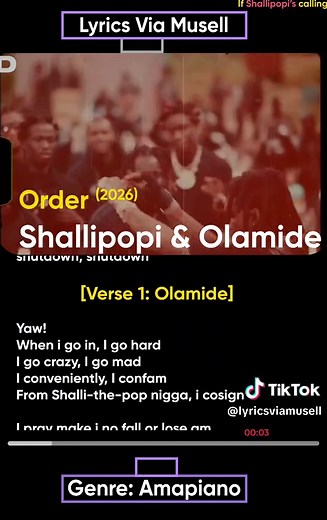 Lyrics Via Musell on TikTok