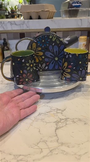 Mayco Black engobe and Mayco stroke and coat. 18 hours painting flowers . The end results are so worth it! #potter #pottery #pottery_lovers #handbuiltpottery | the_silly_potter