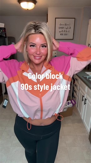 90s Color Block Jacket for Women's Fall Fashion