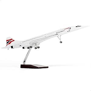 1/125 Large Scale Concorde British Airways Airplane Model Kit with Stand Concorde Display Airplane Model for Adult Display Collection or Aviation Enthusiasts Gift (19.6-Inch L)