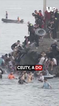 Dramatic scenes in Ceuta. Footage from Spain