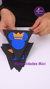 💙👑Aprende hacer banderines para cumpleaños de la temática de Mickey Rey💙👑Learn how to make pennants for Mickey Mouse themed birthdays. #banderines #happybirthday #manualidades #reelsviralシ #mickey #ManualidadesMiCi | Manualidades Mici