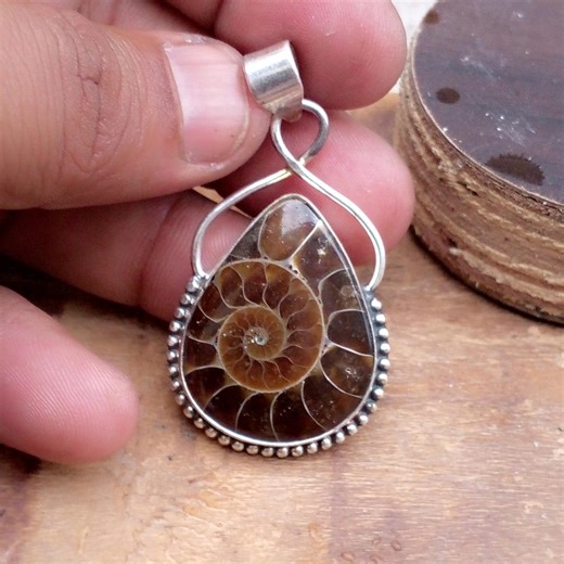 Ammonite Fossil Pendant, Handmade Pendant, 925 Sterling Silver Pendant, Gemstone Pendant, Women Jewelry, Bohemian Pendant, Gift for Wedding - Etsy