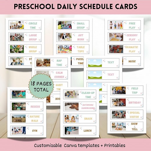 Preschool Visual Daily Schedule: Classroom Routine Cards, Editable Canva Template (printable PDF) - Etsy