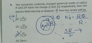 Two concentric uniformly charged spherical shells of radius R a... | Filo