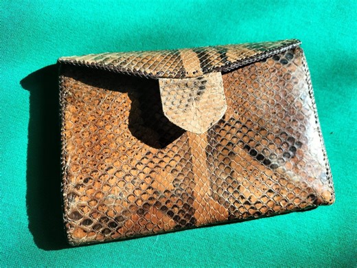 Vintage 1960s Genuine Snakeskin Bi-fold Wallet | Authentic Python Skin Document Case | Mid-century Hand-stitched Accessory | 6 Compartments - Etsy