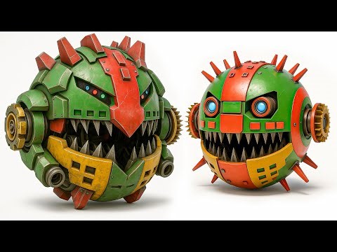 Pacman and Chain Chomp Battle Flying Robot in the Shifting Lunar Mega-Lab