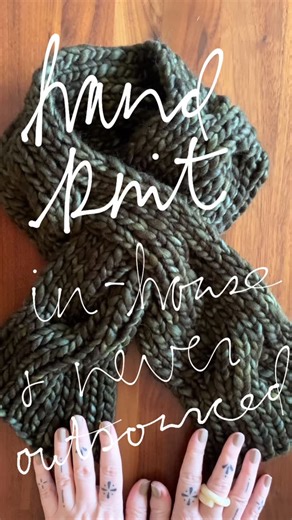 Tara-Lynn Morrison on Instagram: "Hand knit in-house & never outsourced. Arnprior cable keyhole Scarf (super bulky option) limited small batch run/ knitting pattern also available, shown @malabrigoyarn"