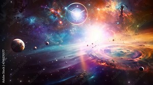 Planets and galaxy, science fiction wallpaper. Beauty of deep space, Colorful abstract background wallpaper featuring a modern motif visual art created with mixtures of oil paint