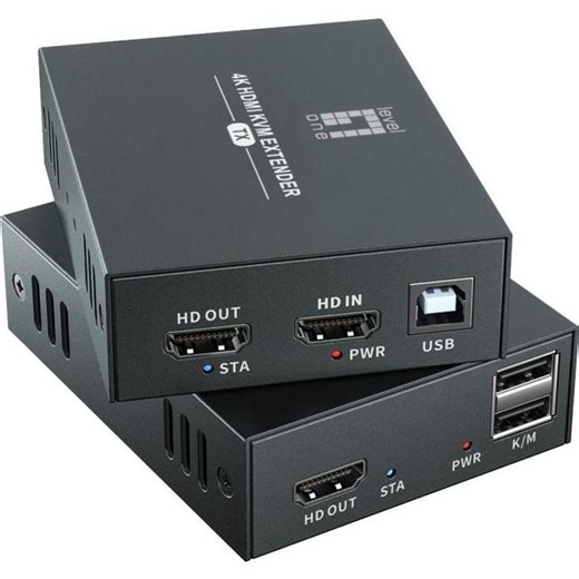 LevelOne HDMI over Cat.5/6 Extender kit 4K, 100m schwarz