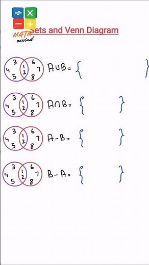 Venn Diagrams: Union, Intersection & Difference (AUB, A∩B, A-B)
