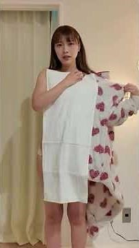 小さいタオルのうしろでお着替えにチャレンジしました♪#towel #challenge
