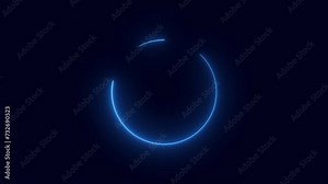 Abstract Neon circle on a transparent background. Luminous banner animation. Neon circle. Abstract background with neon frame pattern LED. 4K video animation on a transparent background.