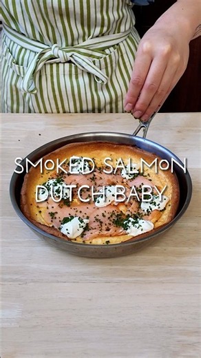 Dutch baby with smoked salmon, sour cream, and chives #ad