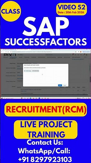SAP SuccessFactors RCM Training Online Tutorial Class 52 20th Feb 2026 #sapsuccessfactorstraining