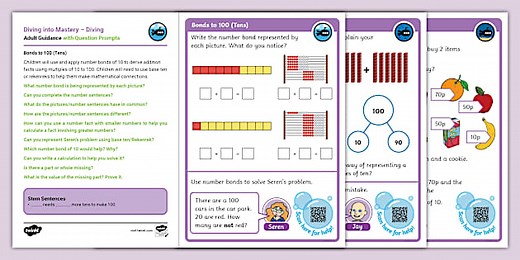 Year 2 Diving into Mastery: Step 4 Bonds to 100 (Tens) Activity Cards