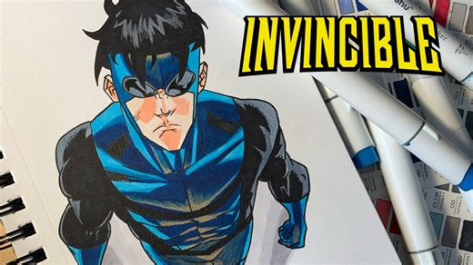 Drawing Invincible: Step-by-step blue suit artwork