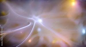 Camera moving through human brain nerve cells (neurons). Animation of neuronal firing Stock Video