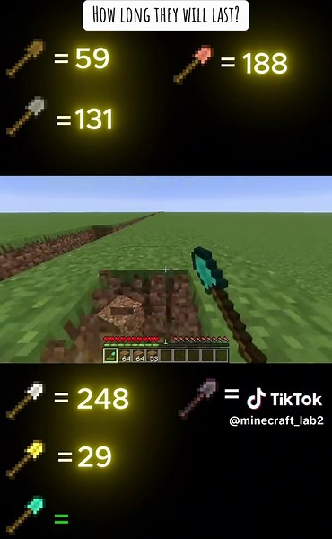How is the durability of the shovels against dirt? 🪏🤔 What should I try next? 👀 #minecraft #viral #fyp #gaming
