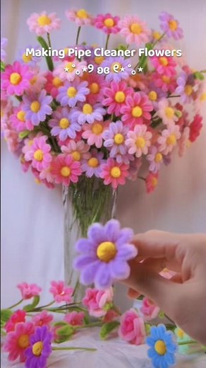 Turn simple pipe cleaners into cute daisy flowers🌼Perfect for DIY home decor or handmade gifts! #diy