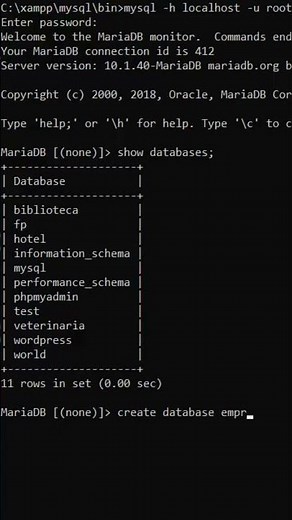 Crear una base de datos en MySQL desde la consola #mysql #sql