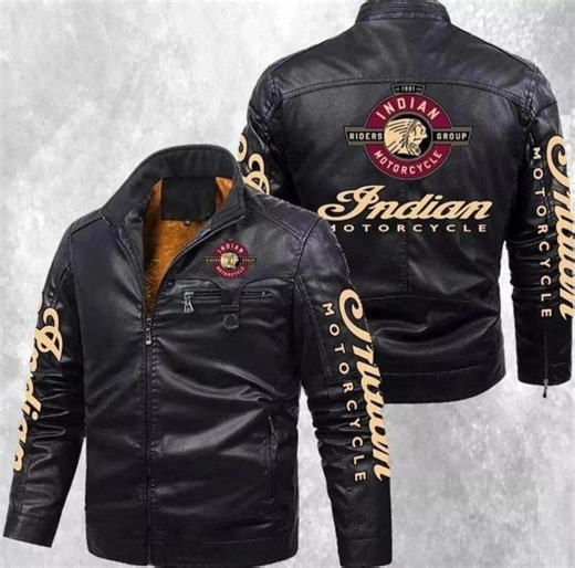 Indian Motorcycle Leather Jacket, Biker Riding Jacket, Warm Lined Moto Outerwear, Café Racer Style - Etsy