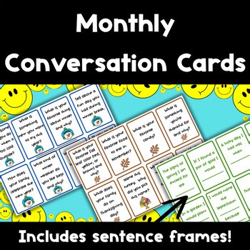 Monthly Conversation Cards - Speaking & Listening - Questions & Sentence Frames