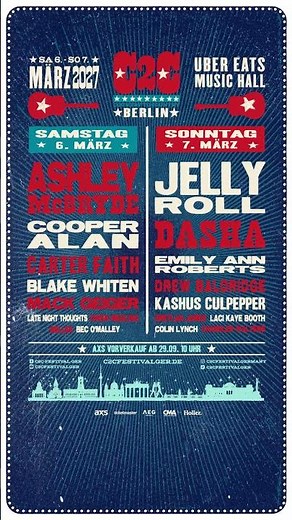 C2C Festival Berlin 2027 Line-up #c2cfestival #countrymusic #countrytocountry