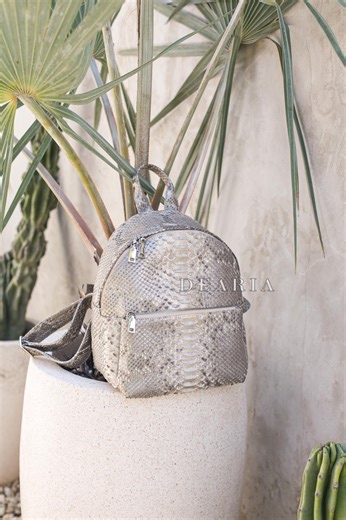 Metallic Snakeskin Women's Soft Backpack - Exotic Leather Python Backpack for Ladies - Etsy