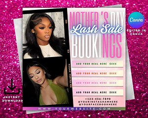 Modèle de Flyer de réservation de maquillage et de cils pour la fête des Mères (téléchargement numérique) - Etsy France