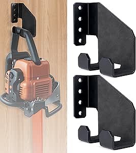 Chainsaw Holder, 2 Pack Heavy-Duty Chainsaw Wall Mount Bracket, Chainsaw Hanger with Anti-Scratch Pads for Garage Organization, Storage Organizer - Black