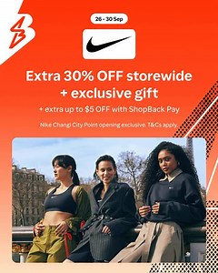 👟 Nike Changi City Point opening ✅ 30% OFF storewide FREE exclusive 6-pack Nike travel kit* (net $200 min. spend). Plus, get extra up to $5 OFF & 5% return Cashback with ShopBack Pay. *While stocks last. T&Cs apply. 🗓️ Till 30 Sep Comment “NIKE” to receive a link to get 30% OFF! #shopback #nike #changi #sneakers #shoes #deals #singapore #discount #nikeshoes #opening | ShopBack