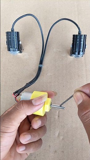 Two Led light Powered by New Gear Motor generated With Dynamo motar • DC motor