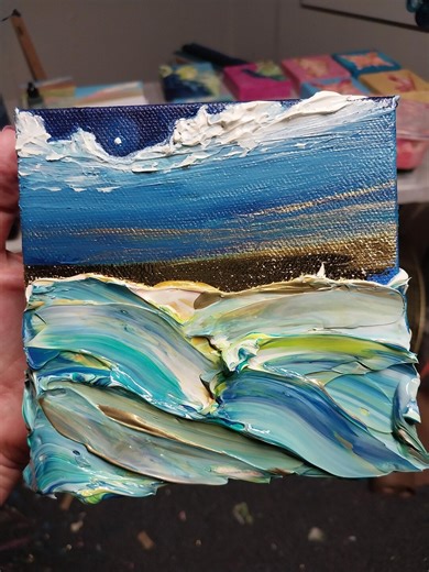 Textured Mini Full Moon Abstract Landscape Original Painting - Etsy