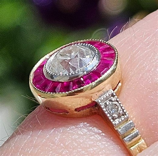 Art Deco Diamond Ruby Target Ring, 14kt Gold, Size 5 1/4 - Etsy Canada
