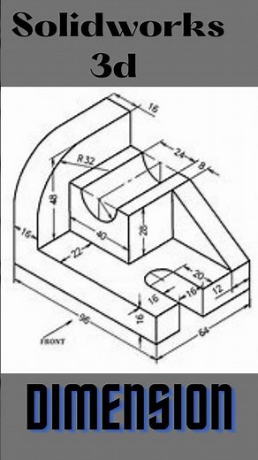 Soldworks part with Dimensions #cad #3d #drawing