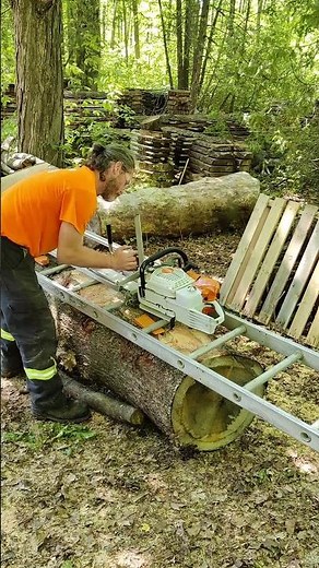 how to mill a log using a ladder and an Alaskan mill