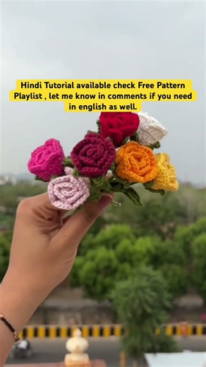 Mini Crochet Roses Hindi Tutorial #crochetlearning #learning #crochetpatterns #shorts