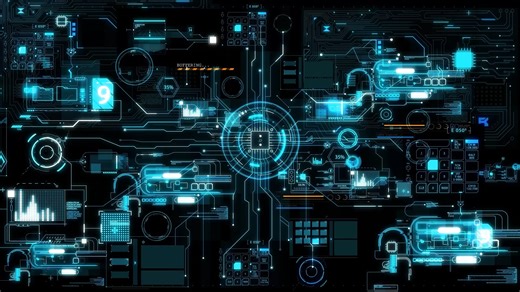 4K 100% Royalty-Free Stock Footage Technology HUD Element Intro Background No Copyright Video