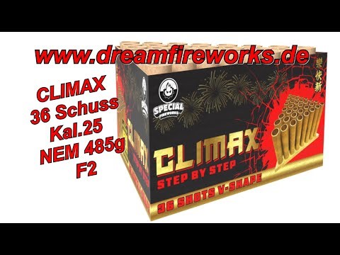 7125 CLIMAX 36 Schuss Kal.25 NEM485g F2 www.dreamfireworks.de