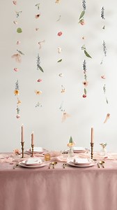 Delicate, romantic, and charming — that's the effect of this chic floral garland! Whether you hang it as wall decor or as a unique centerpiece, your guests will love being surrounded by blooms. Which color palette would you choose? ✨ #lingsmoment #tabledecor #homedecor #partyplanner #receptionideas #weddingideas #partydecor #weddingdetails #weddingreceptiondecor | Ling's moment