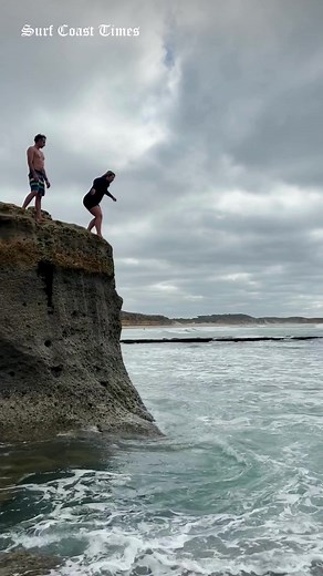 11K views · 77 reactions |  Local parents, including Ana Cole and Cat Taylor, made a daring leap off Bird Rock to celebrate their youngest child's first day of school. | Surf Coast Times | Facebook